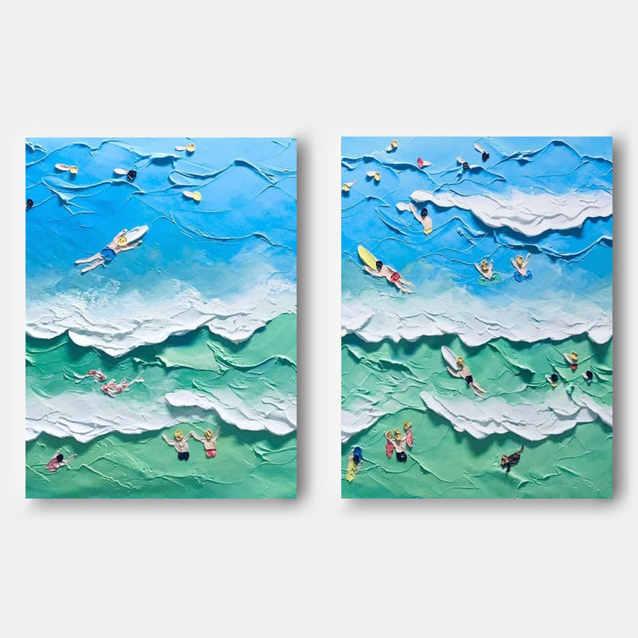 Summer Swimmers in Turquoise Surf