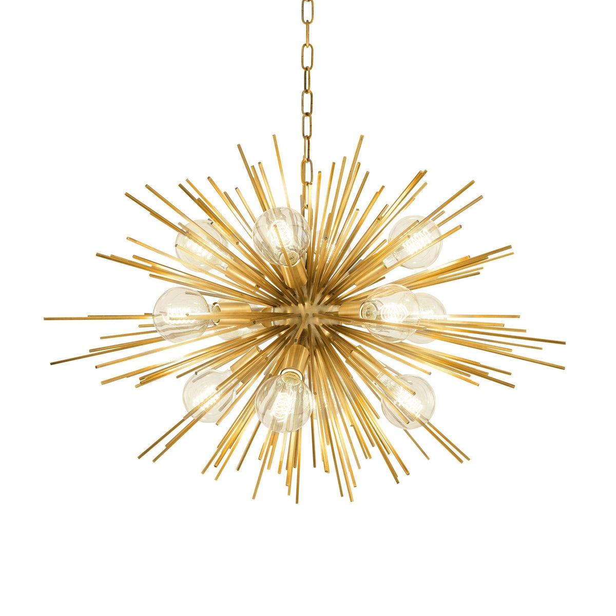 Sunburst Matte Brass Branch Rod Chandelier