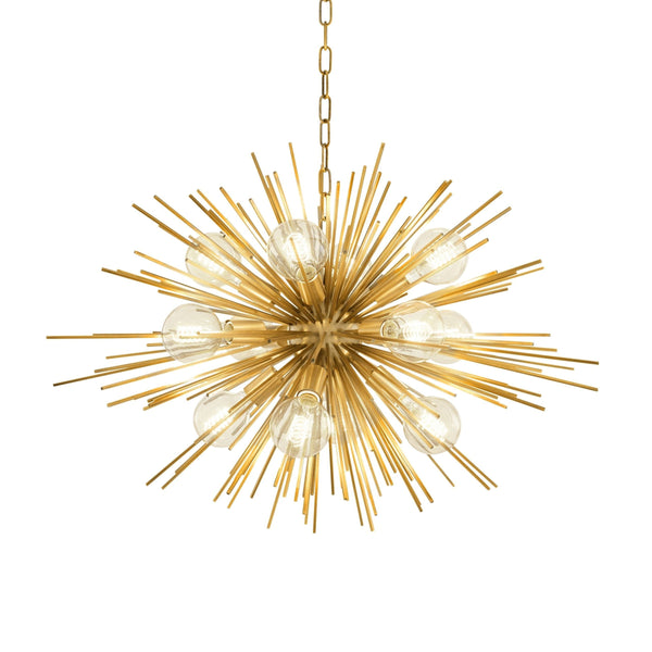 Sunburst Matte Brass Branch Rod Chandelier
