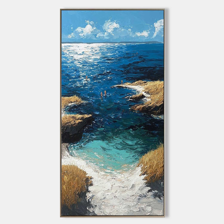 Sunlit Cove with Golden Grass