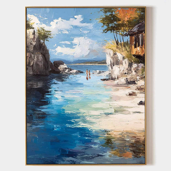 Sunlit Cove with Rocky Cliffs