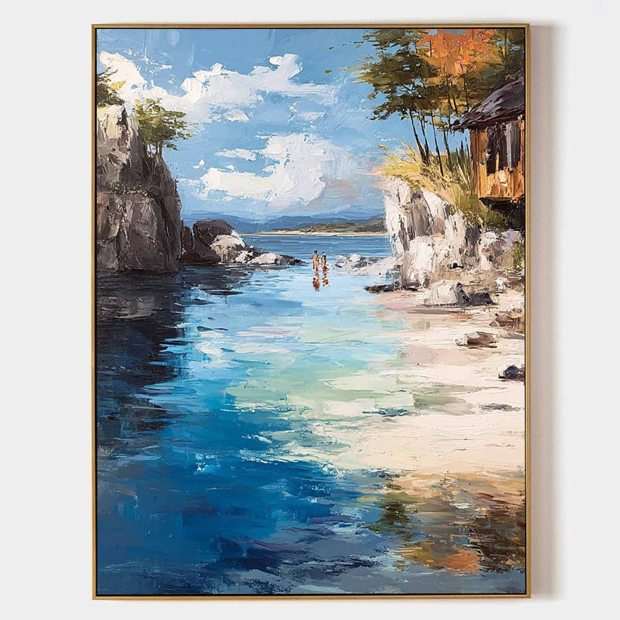 Sunlit Cove with Rocky Cliffs