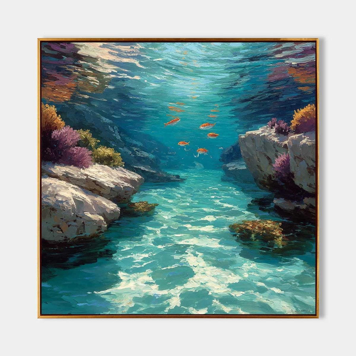 Sunlit Cove With Swimming Fish
