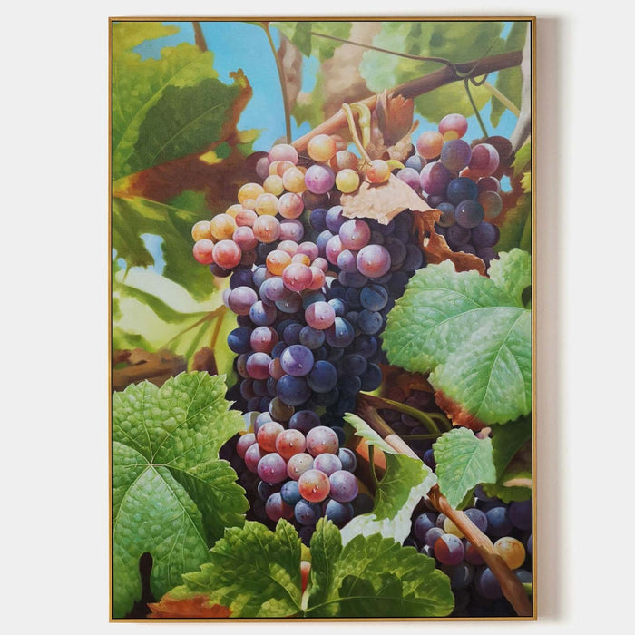 Sunlit Grape Clusters on the Vine