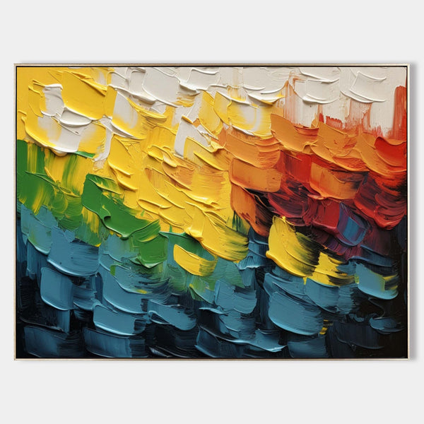 Sunlit Rainbow Tide in Impasto