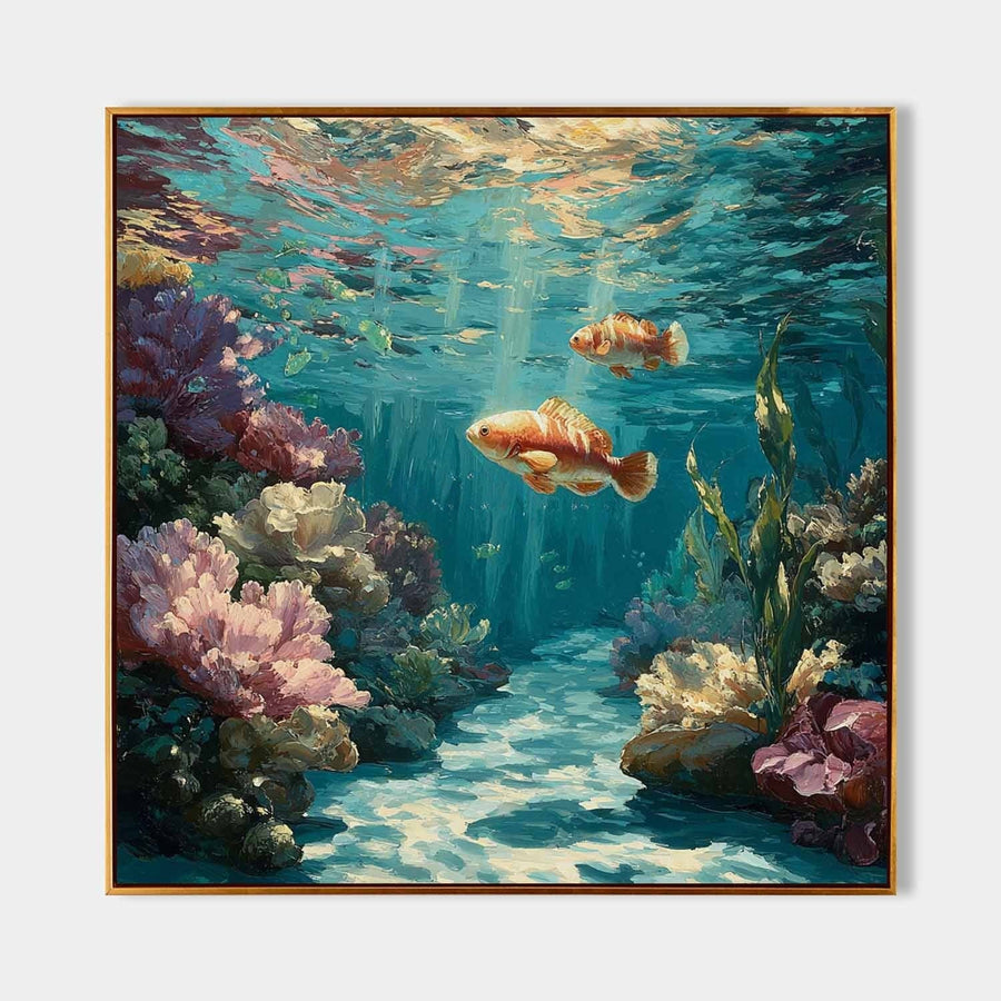 Sunlit Reef with Orange Fish