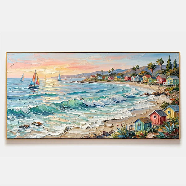 Sunset Cove with Colorful Beach Cottages