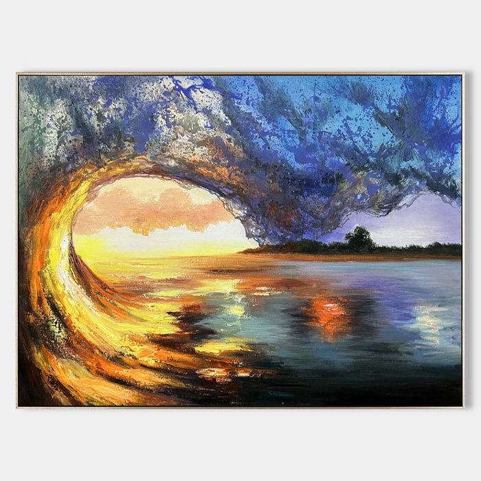 Sunset Through the Curling Wave