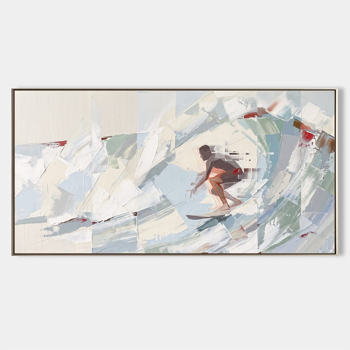 Surfer Carving Through a Pale Wave