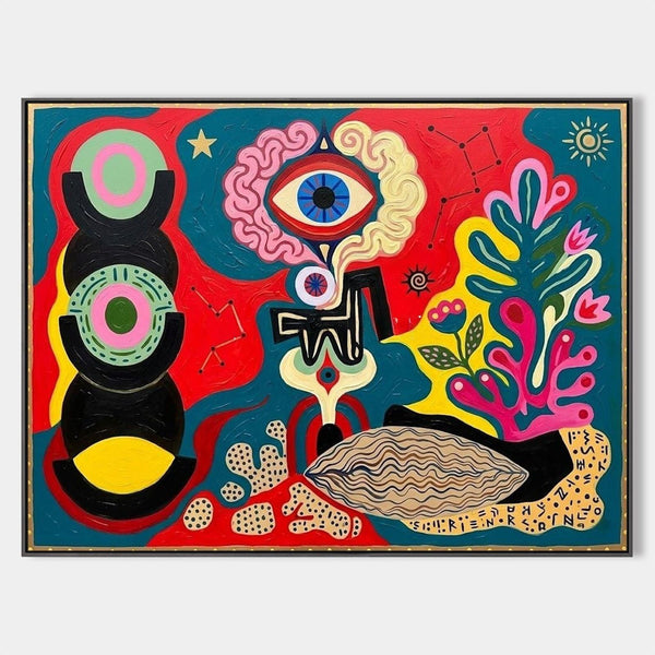 Surreal Eye Garden in Red and Teal