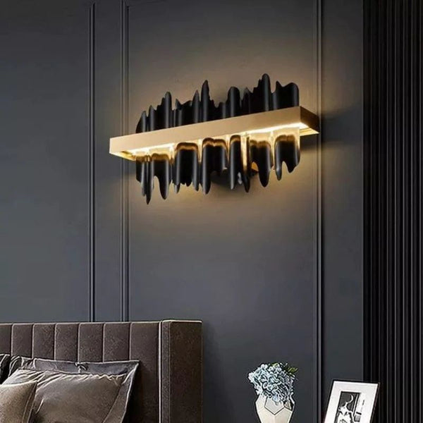 Suspended Oval Blown Glass Steel Frame Wall Sconce