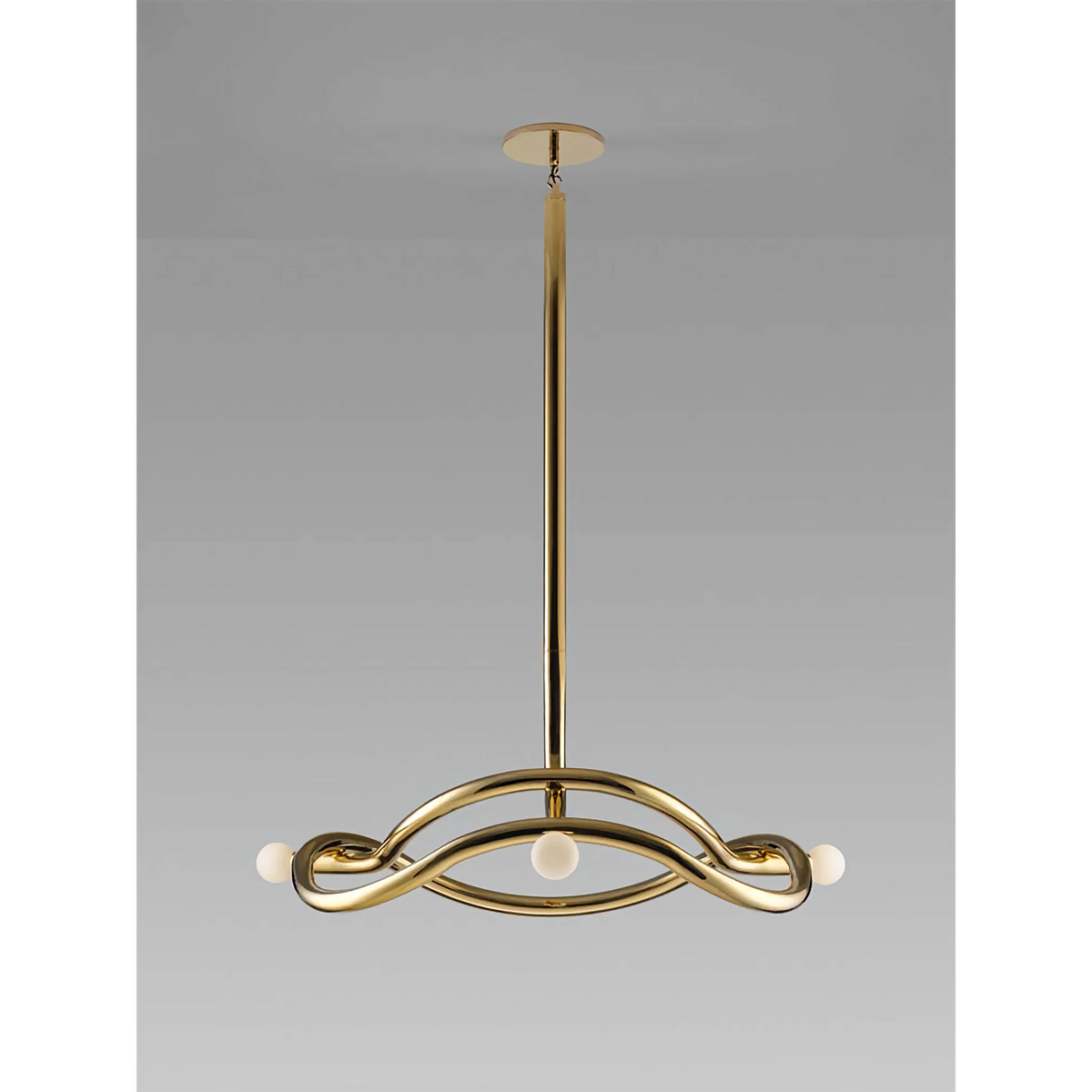 Sweeping Brass Branch Opal Glass Globe Chandelier