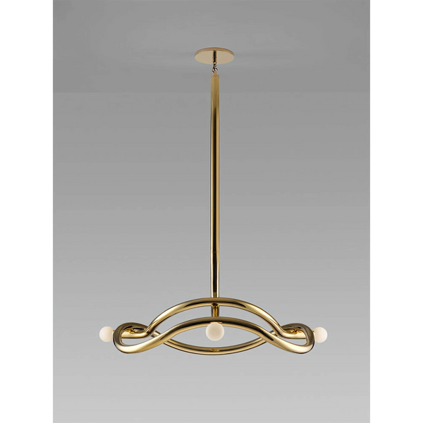 Sweeping Brass Branch Opal Glass Globe Chandelier