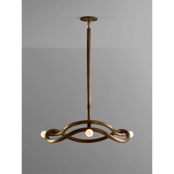 Sweeping Bronze Opal Glass Globe Cluster Chandelier