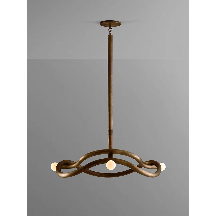 Sweeping Bronze Opal Glass Globe Cluster Chandelier