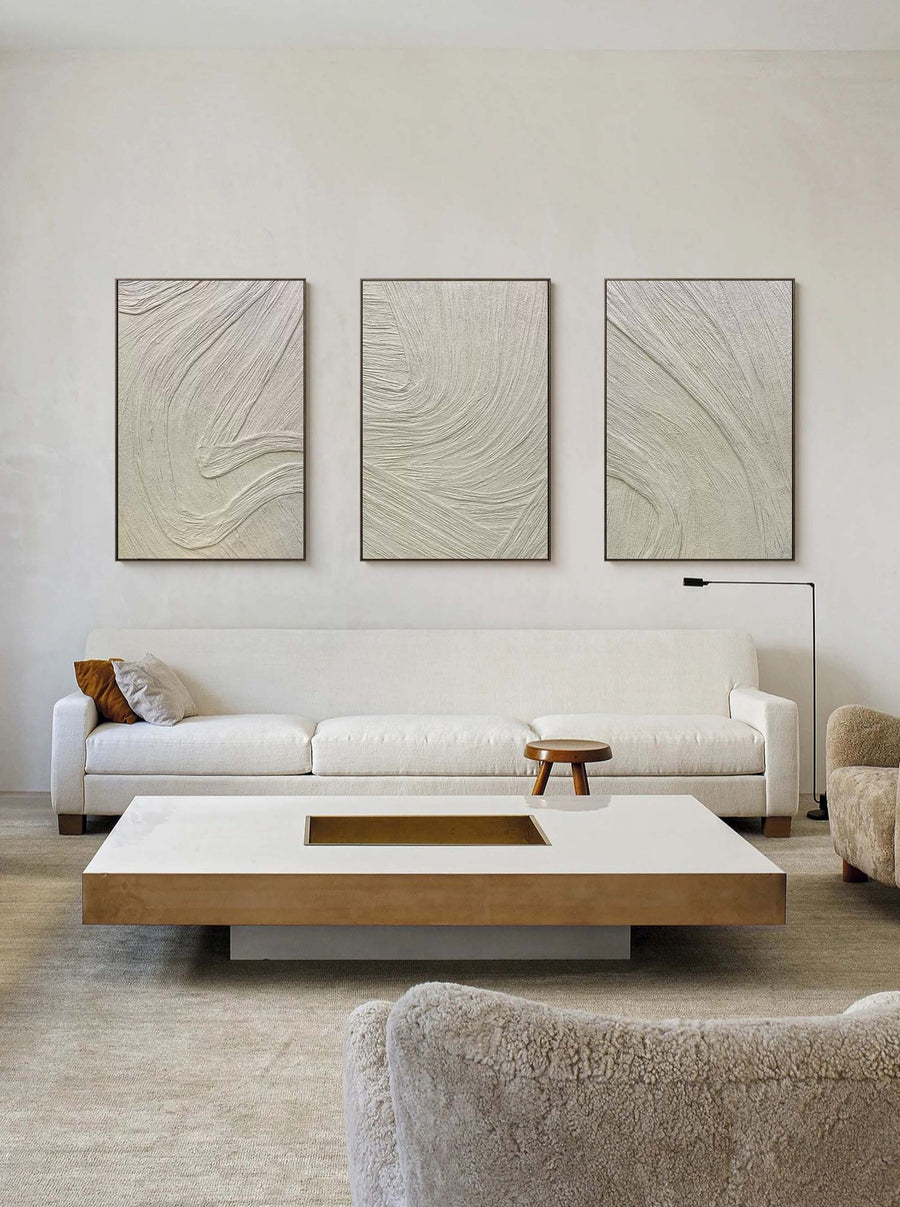 Sweeping Cream Plaster Currents Triptych