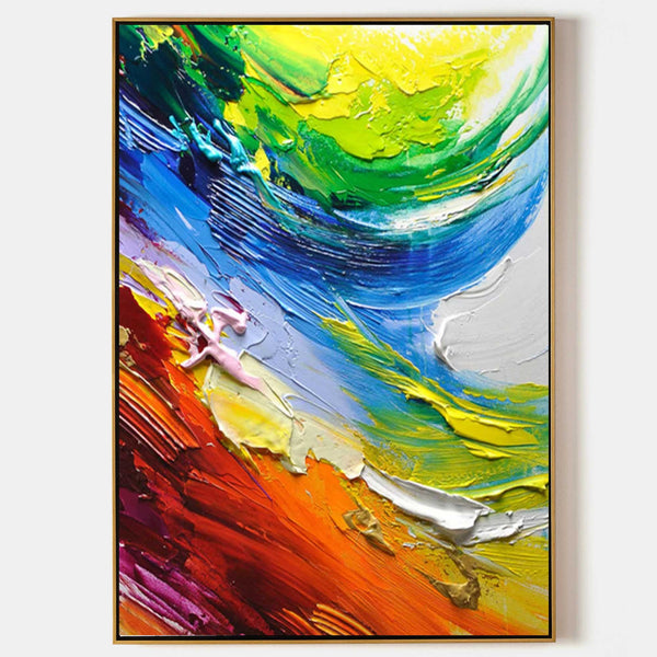 Sweeping Rainbow Arc in Impasto