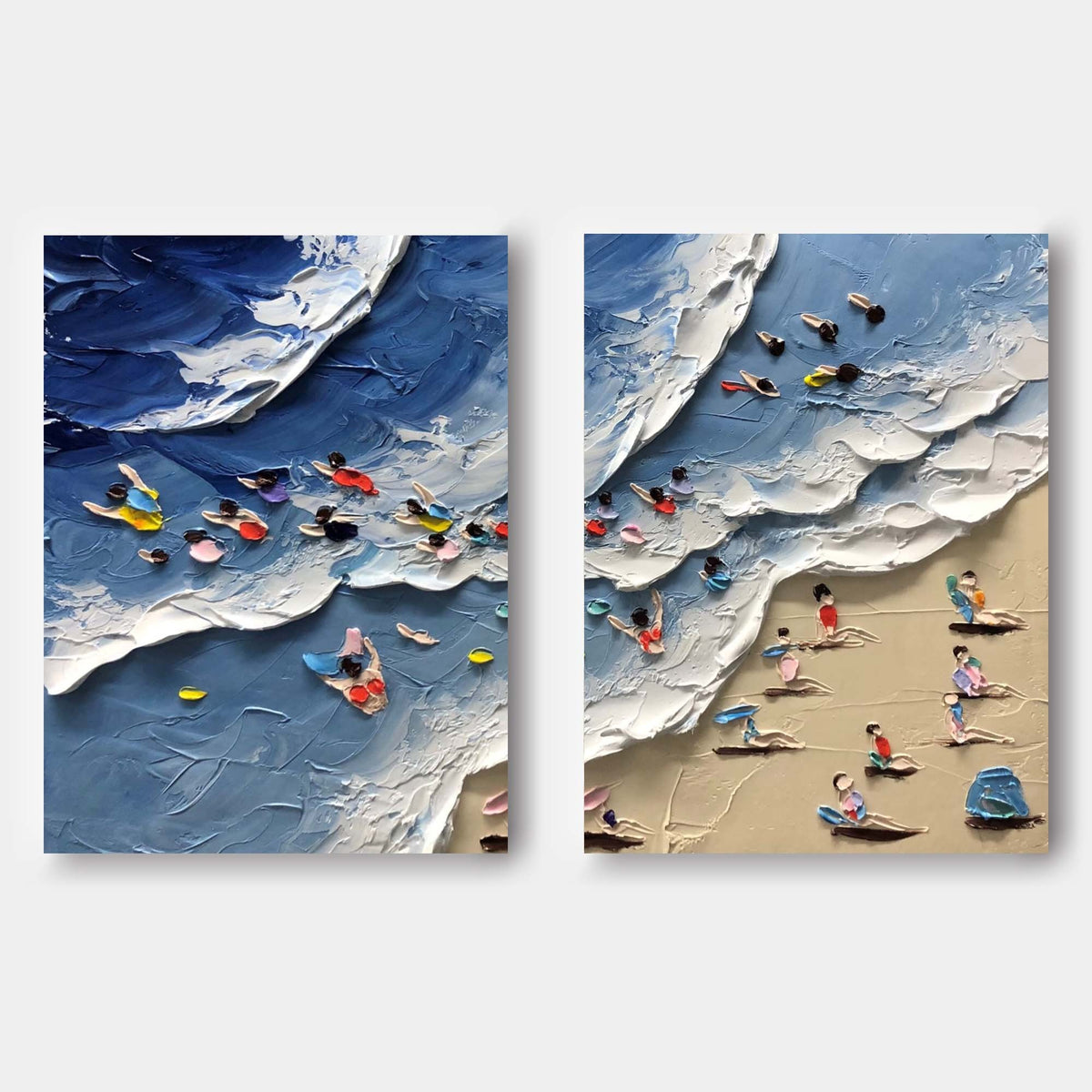 Swimmers and Sand Aerial Diptych