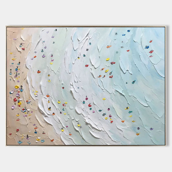 Swimmers in Pale Blue Surf