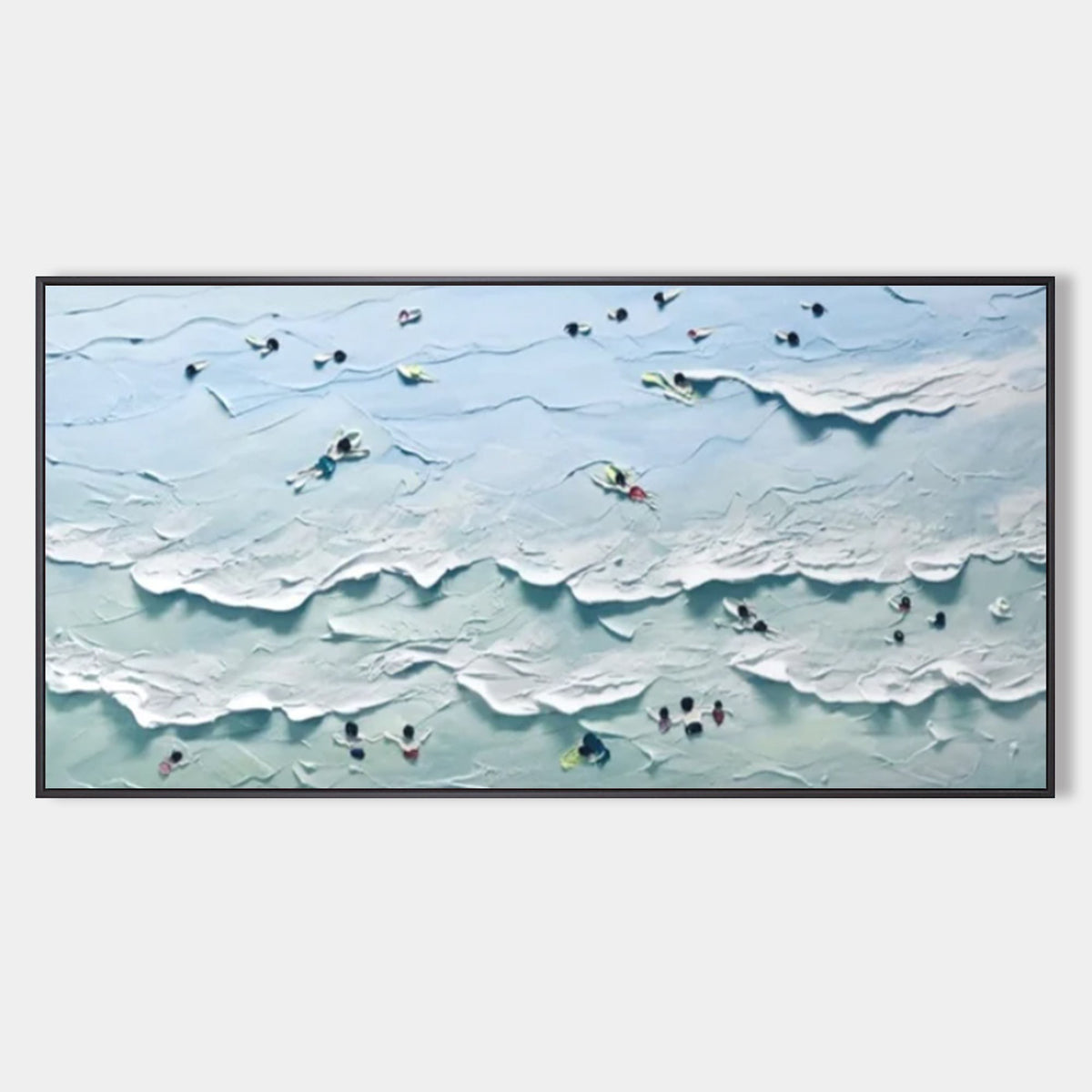 Swimmers in Pale Blue Surf