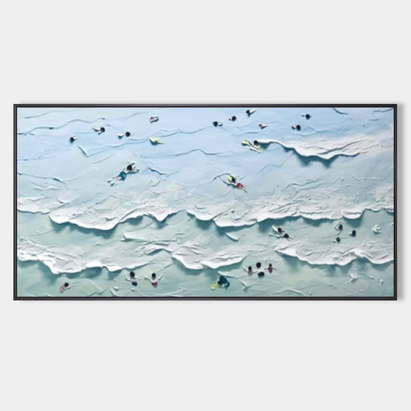 Swimmers in Pale Blue Surf