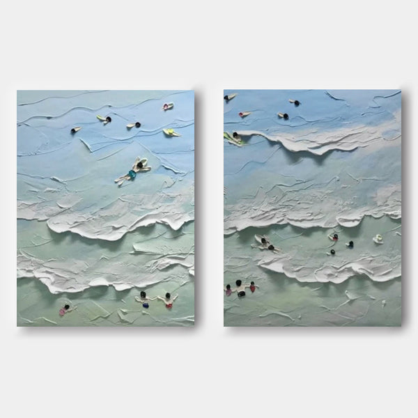 Swimmers in Sea Foam Diptych