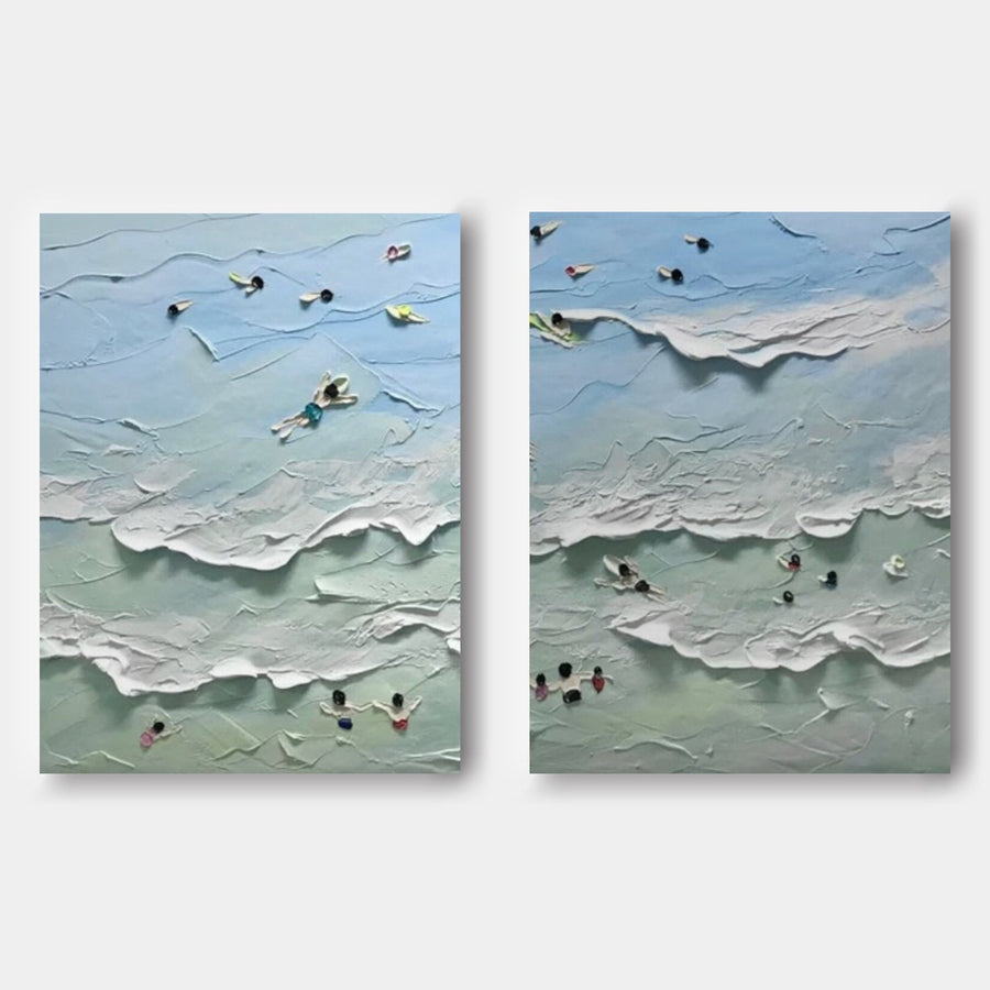 Swimmers in Sea Foam Diptych