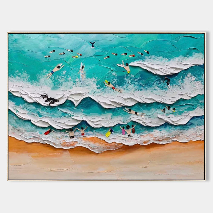 Swimmers in Turquoise Surf