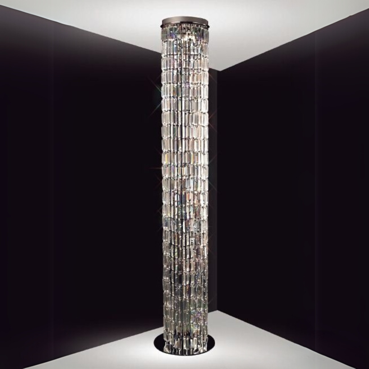 Tall Crystal Drop Cylinder Flush Mount