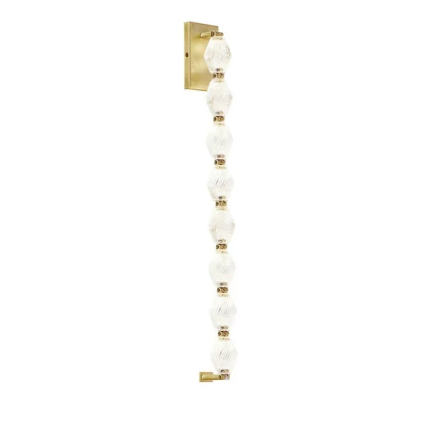 Tall Faceted Crystal Rod Brass Wall Sconce