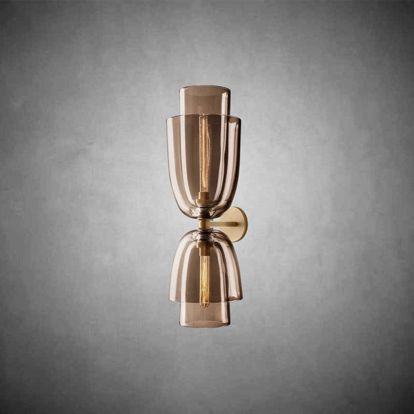 Tall Glass Dome Cluster Steel Wall Sconce