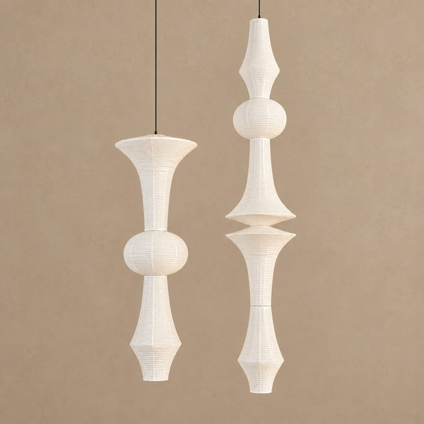 Tall Linear Washi Paper Column Pendant