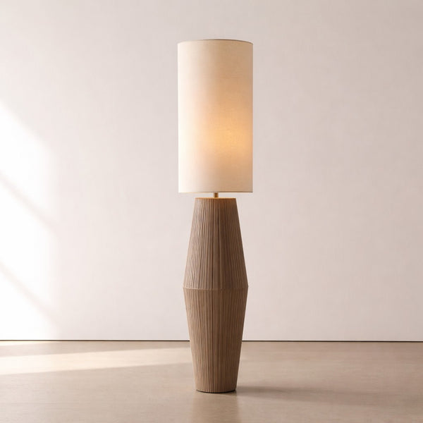 Tall Linen Wrapped Column Floor Lamp
