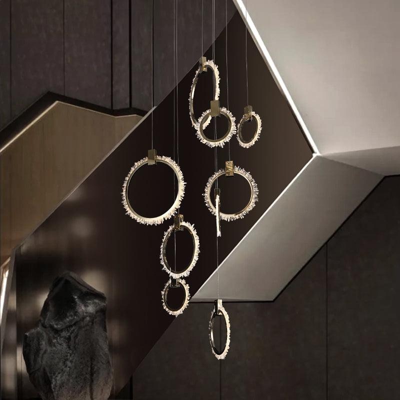 Tall Raw Crystal Cluster Ring Chandelier