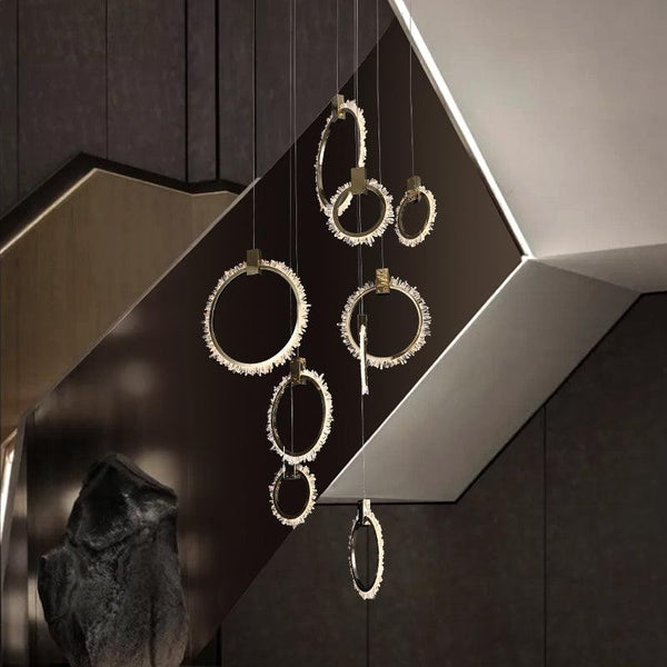 Tall Raw Crystal Cluster Ring Chandelier