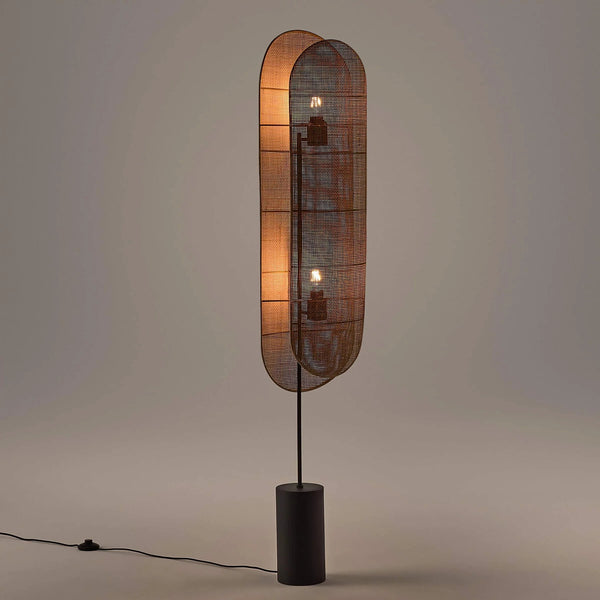Tall Woven Wicker Lantern Floor Lamp