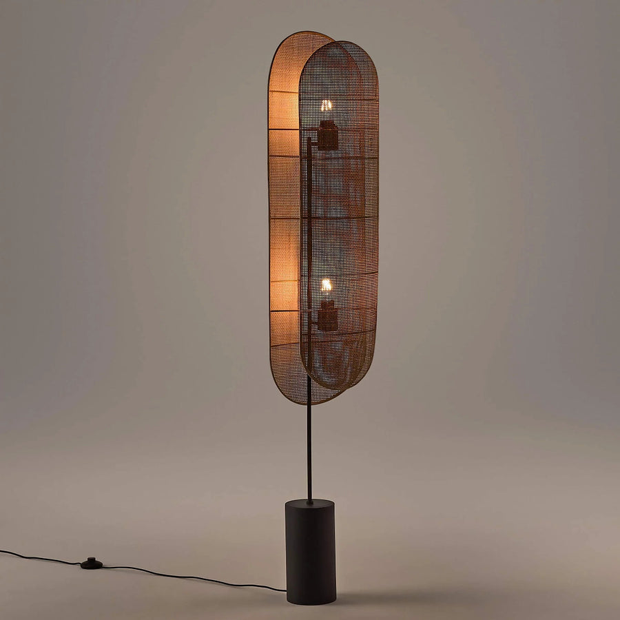 Tall Woven Wicker Lantern Floor Lamp