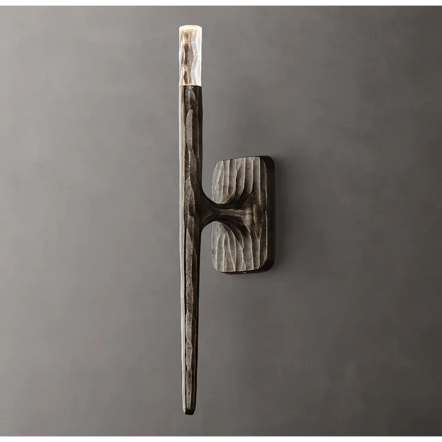 Tapered Brushed Steel Rod Wall Sconce with Crystal Tip