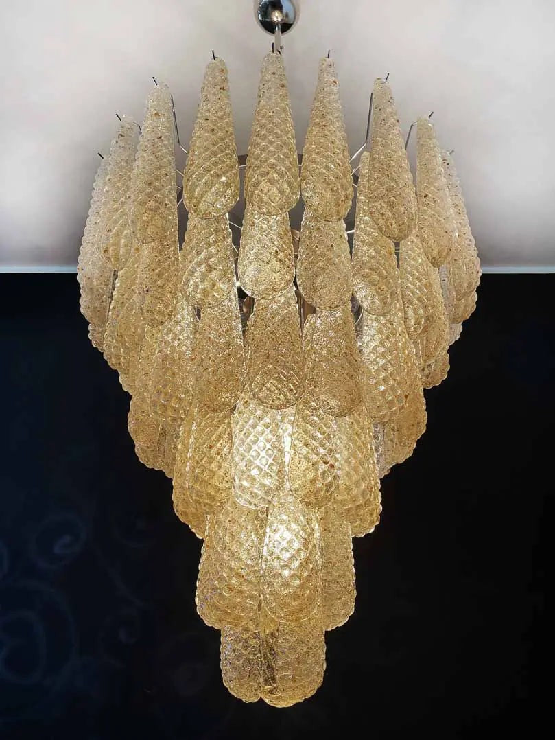 Tapered Cascade Amber Glass Drop Chandelier