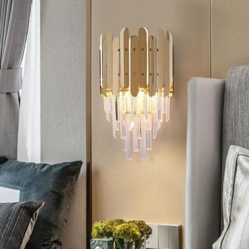 Tapered Crystal Cone Steel Wall Sconce