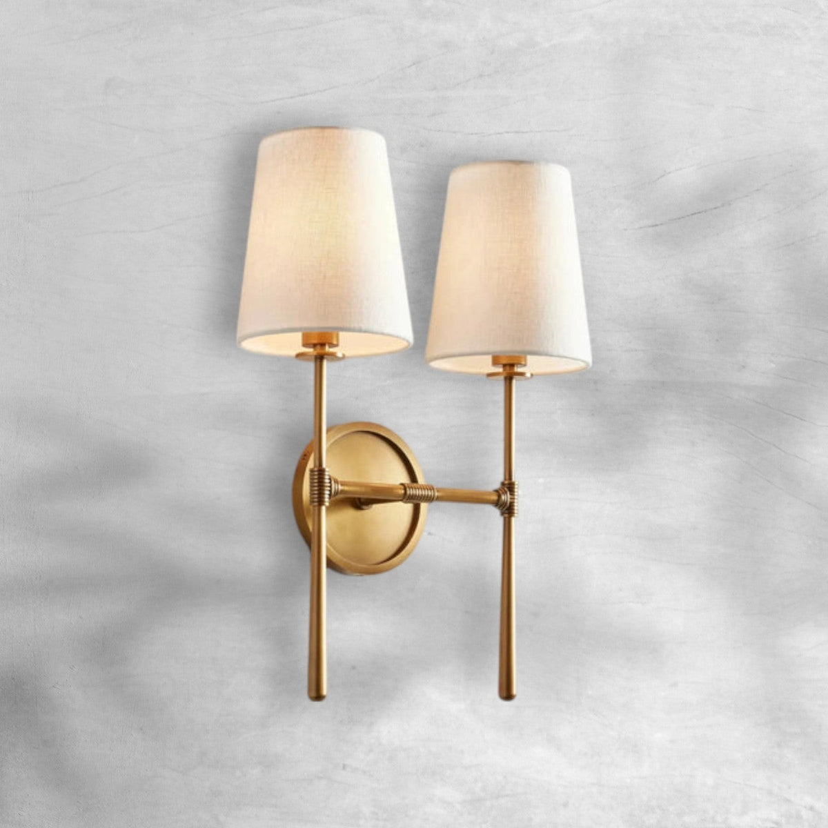 Tapered Linen Shade Steel Wall Sconce