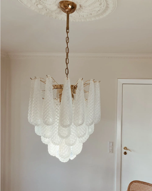 Tapered Opalino Glass Cluster Chandelier