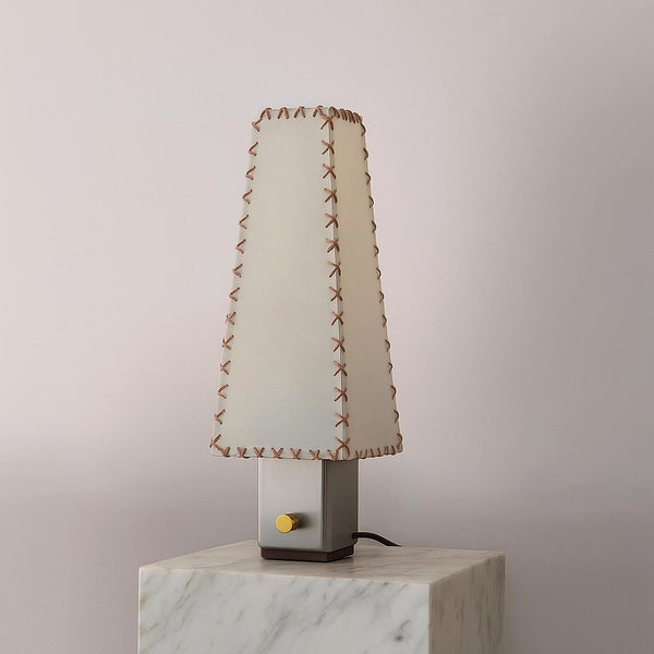 Tapered Parchment and Brushed Steel Table Lamp