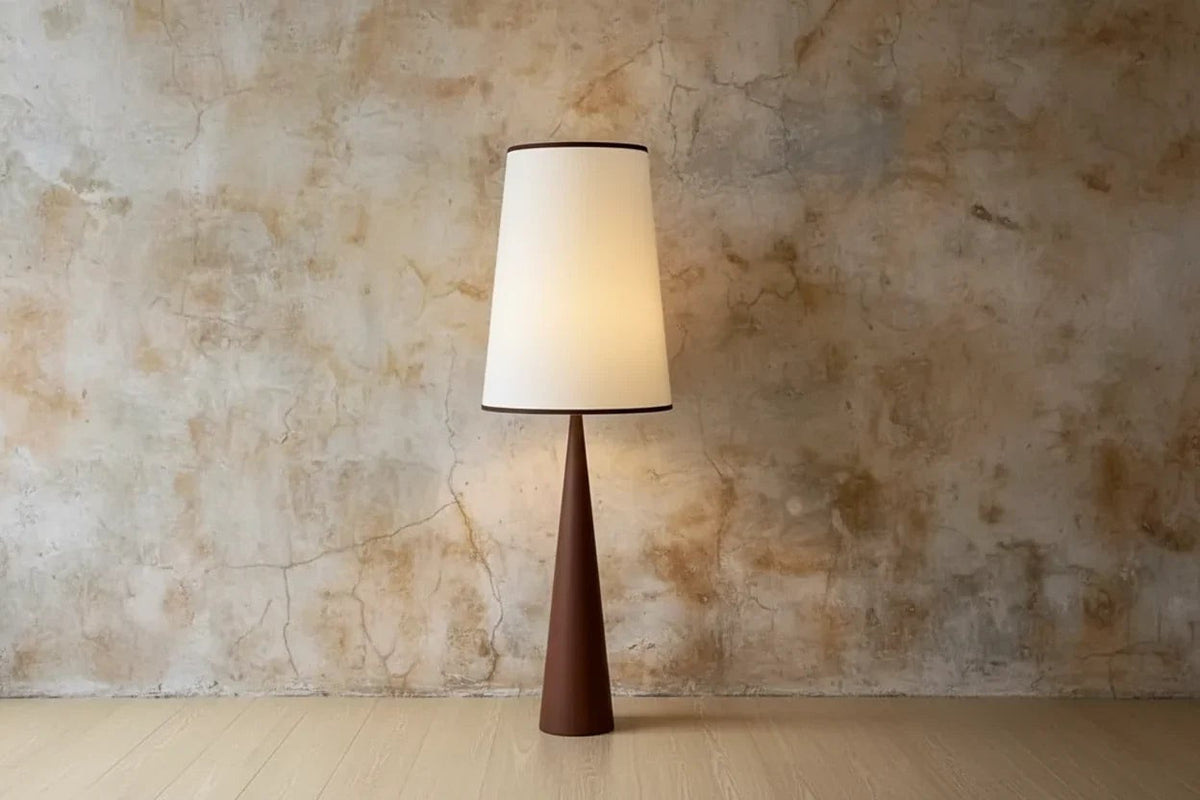Tapered Resin Drum Shade Wood Floor Lamp