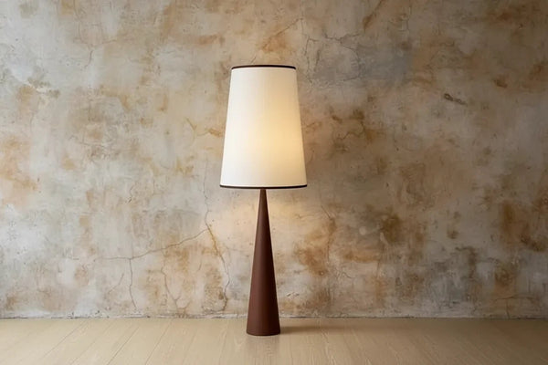 Tapered Resin Drum Shade Wood Floor Lamp