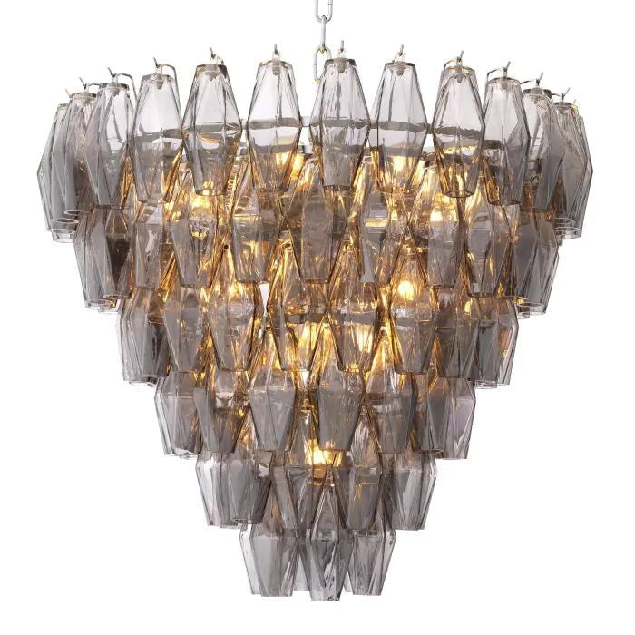 Tapered Smoked Glass Tube Cluster Chandelier