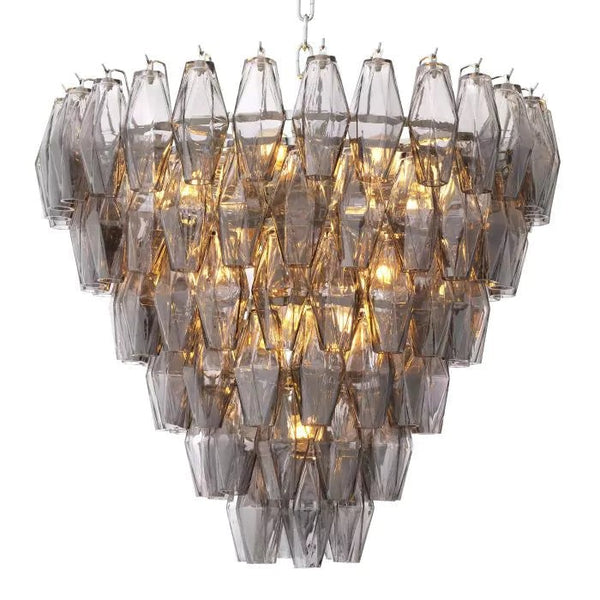 Tapered Smoked Glass Tube Cluster Chandelier