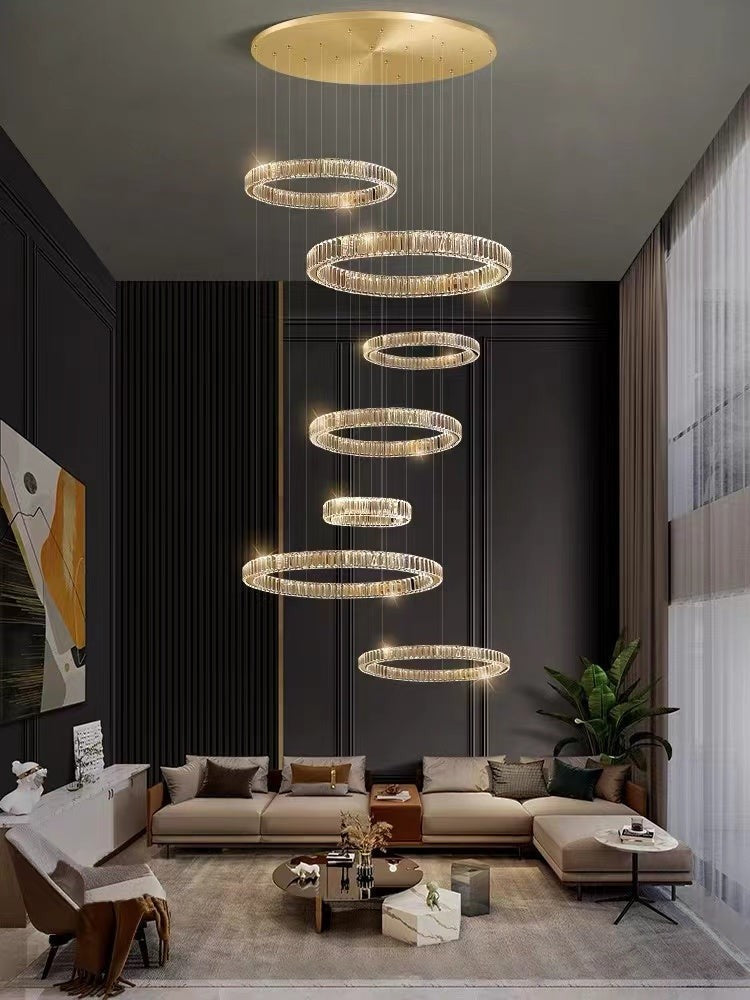Tapering Stacked Crystal Ring Chandelier