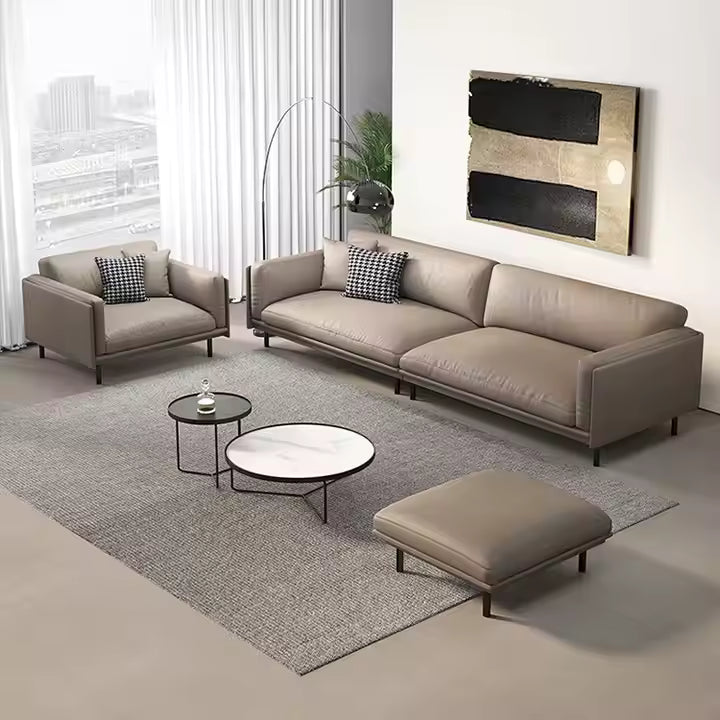 taupe leather reclining sofa