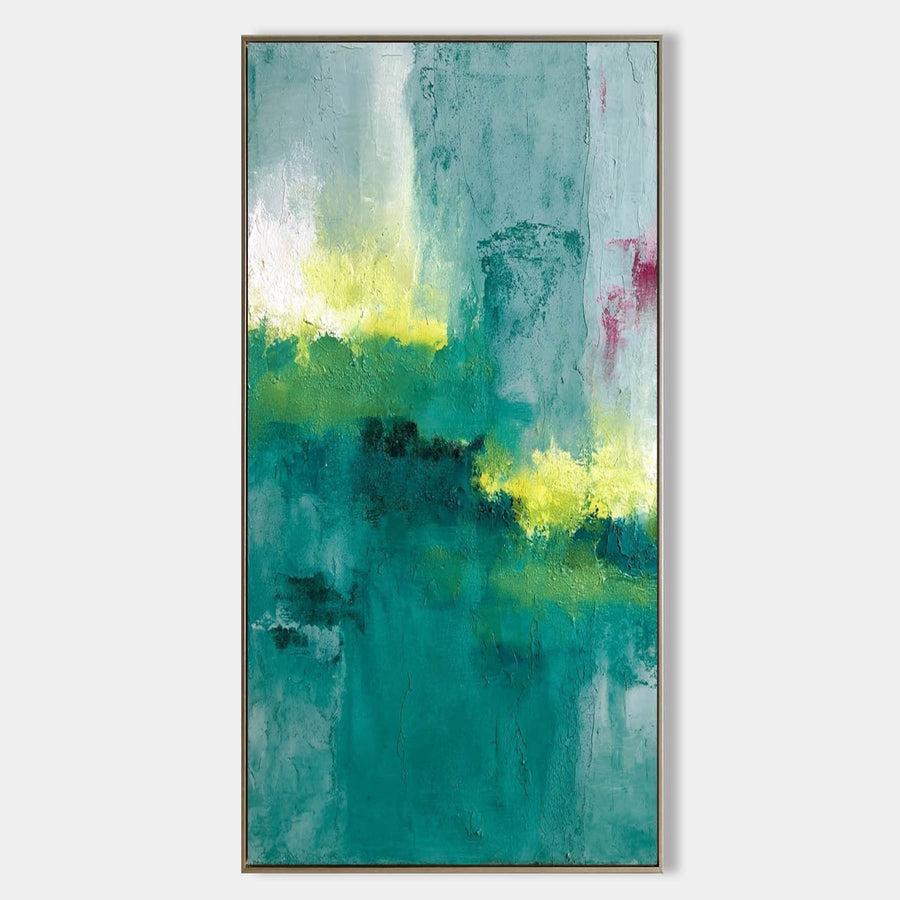 Teal Abstract with Chartreuse Light